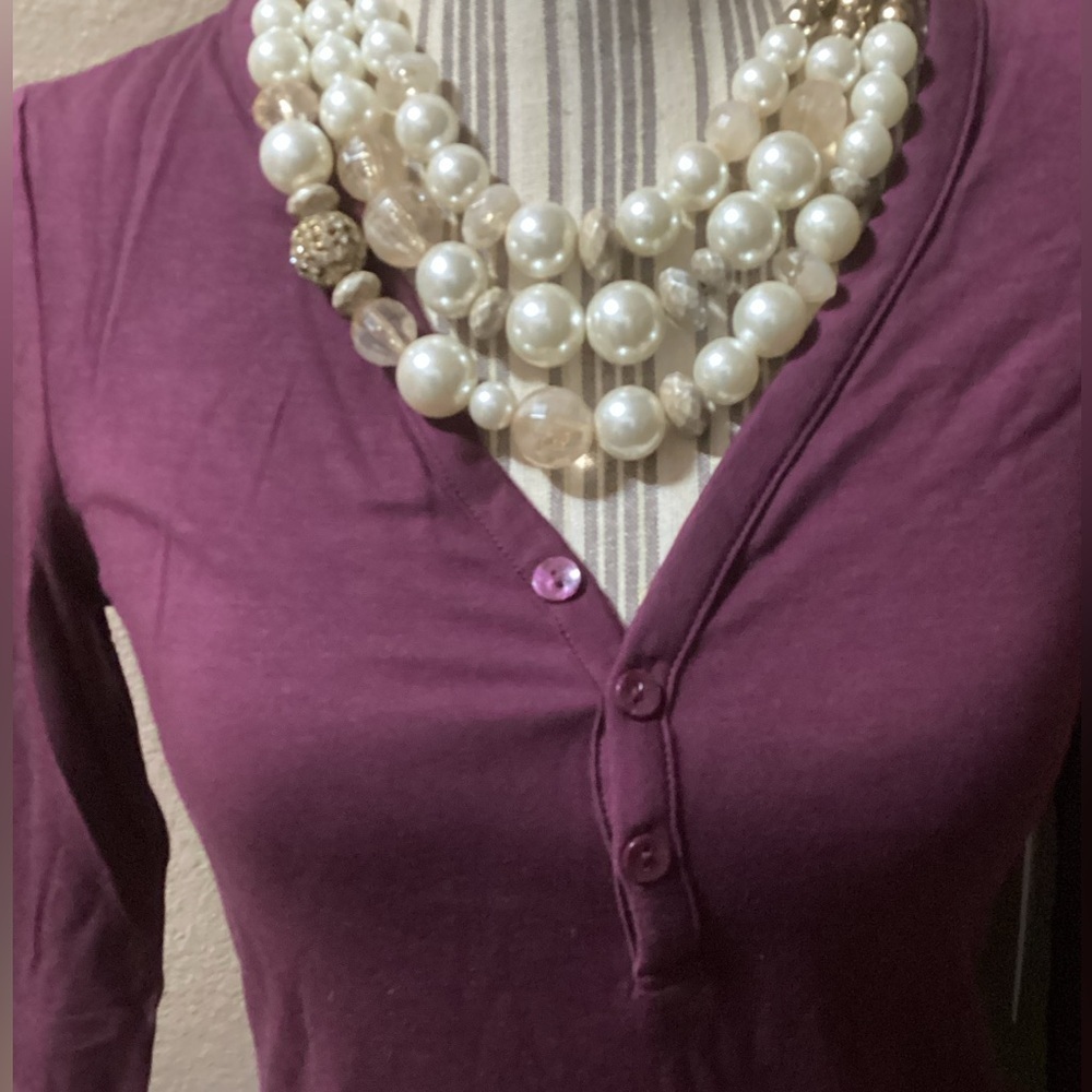NEWT ATHLETA Burgundy Button-Up Top - Picture 4 of 12